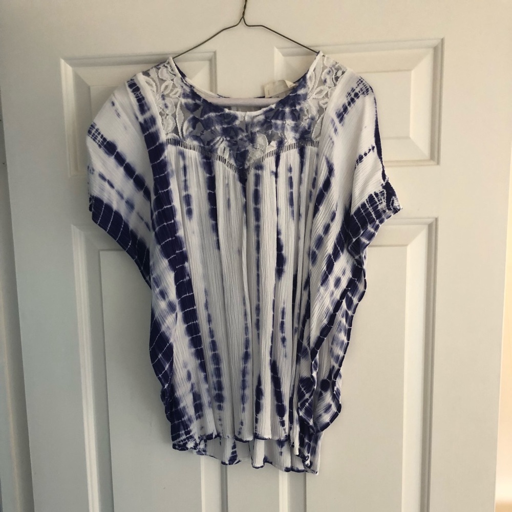Blue and white tie dye shirt